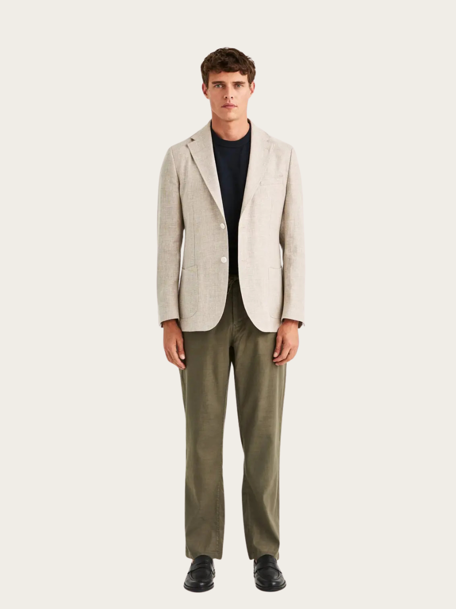 LINEN WOOL HOPSACK BLAZER, KHAKI