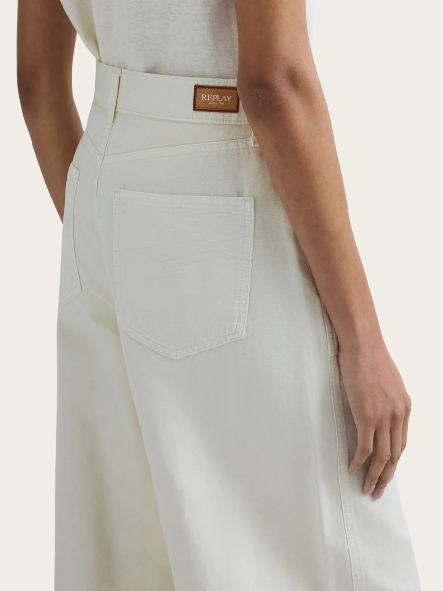 COTTON WIDE FIT JEANS, CHALK