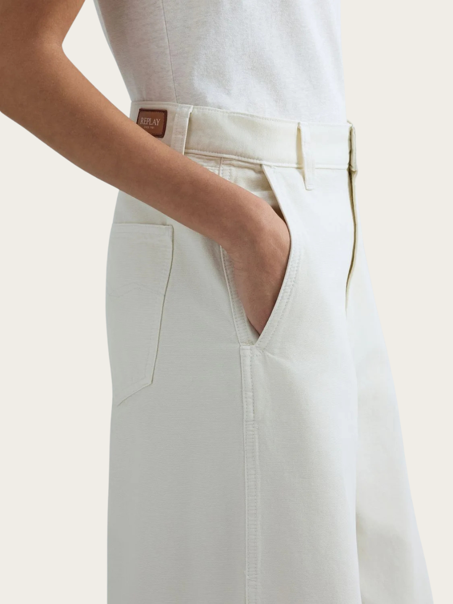 COTTON WIDE FIT JEANS, CHALK