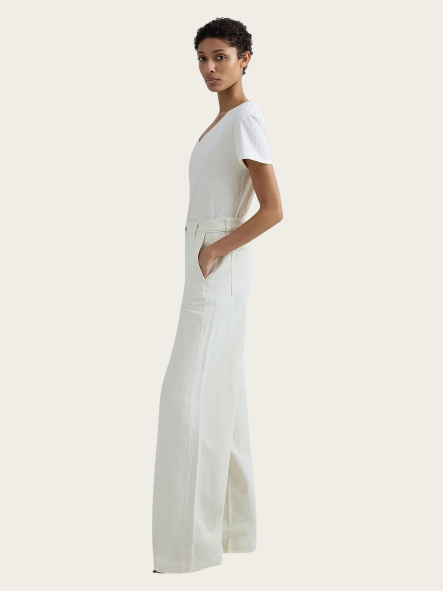 COTTON WIDE FIT JEANS, CHALK