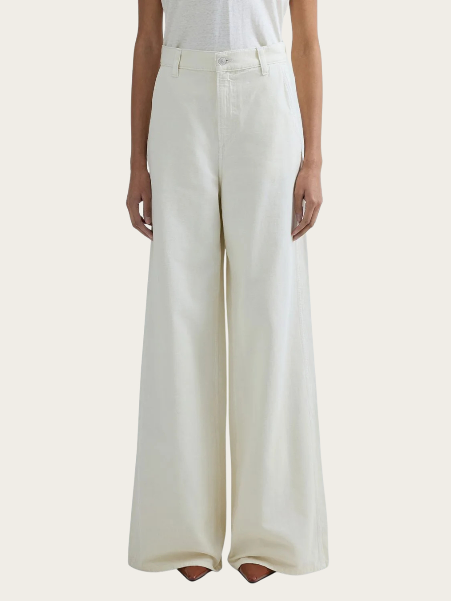 COTTON WIDE FIT JEANS, CHALK