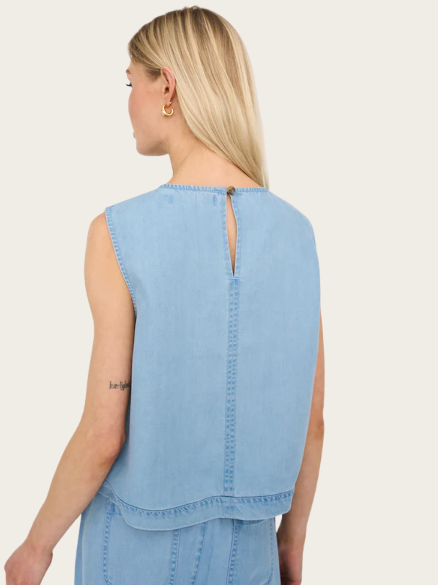 DREA DENIM TOP WAVES BLUE, DENIM BLUE