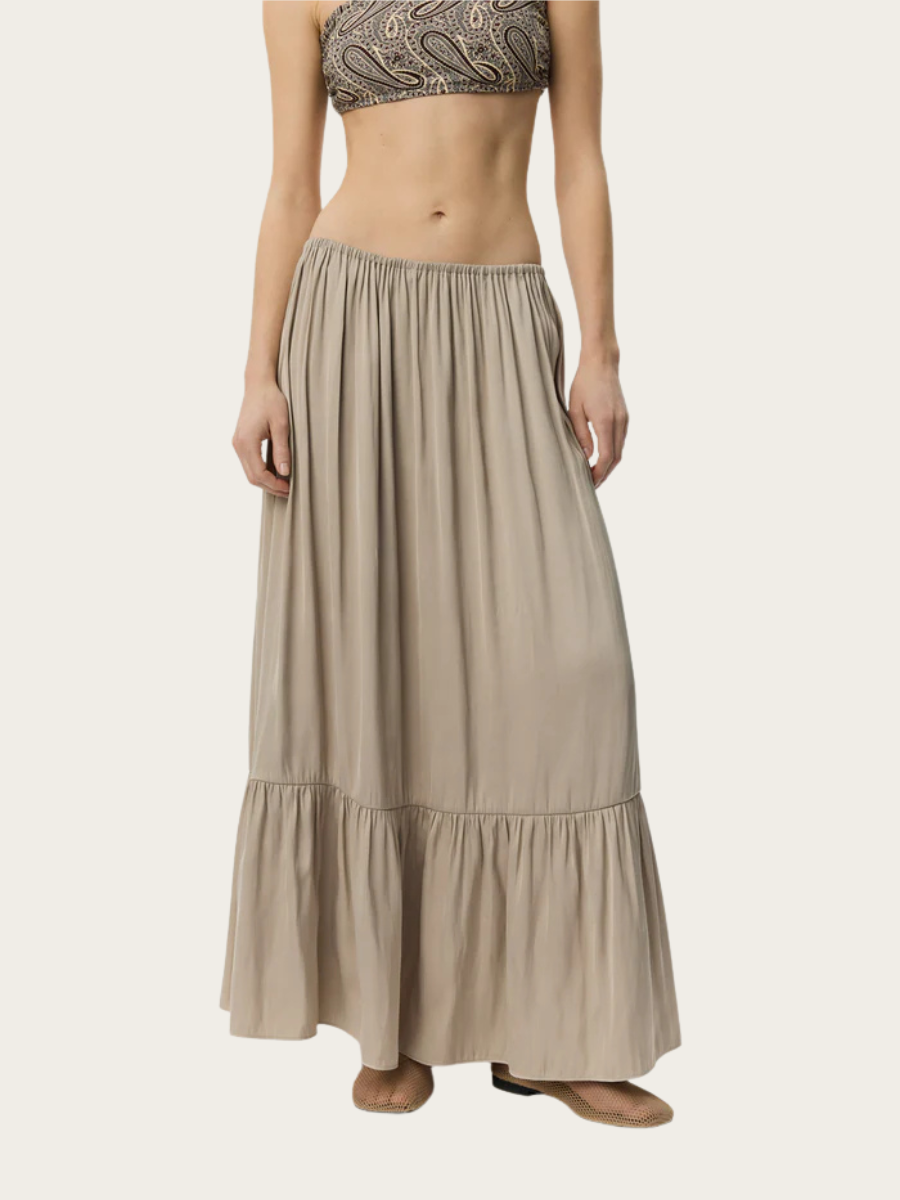 MILIA MAXI SKIRT, FEATHER GRAY