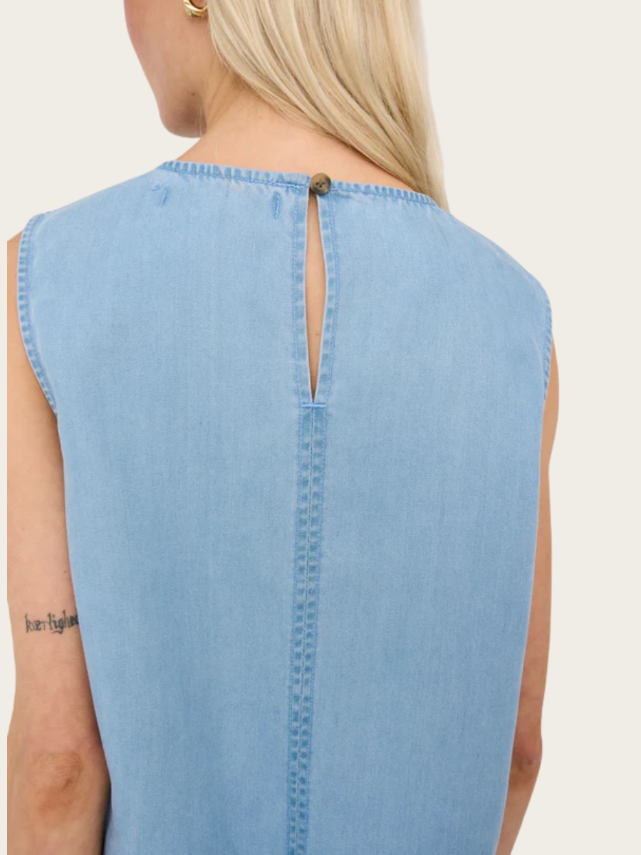 DREA DENIM TOP WAVES BLUE, DENIM BLUE