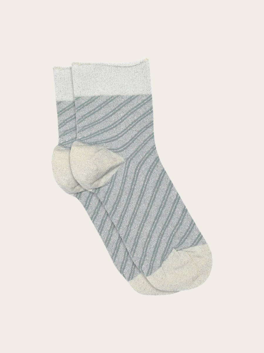 ELISA GLITTER SHORT SOCKS, GRAY MIST