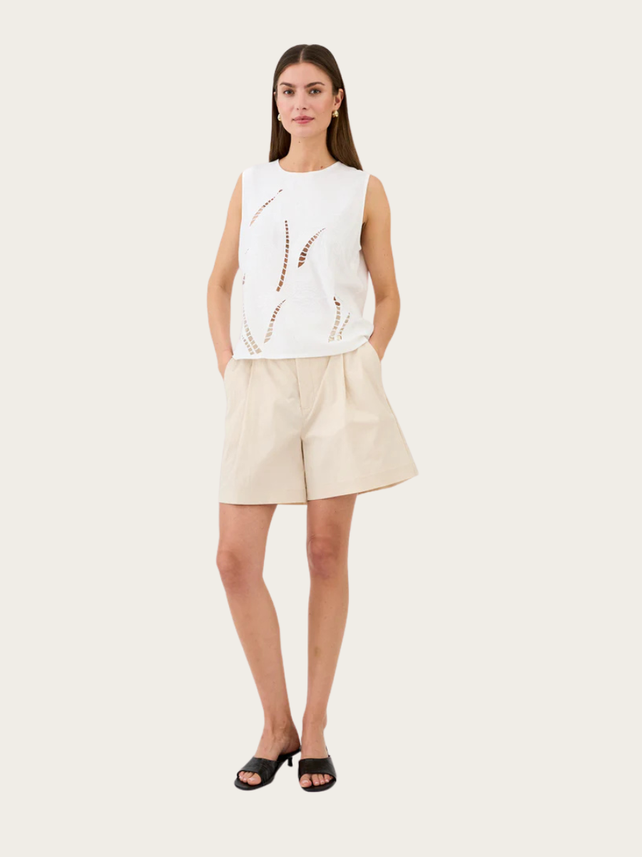 ALLIE FRENCH SHORTS, OYSTER WHITE