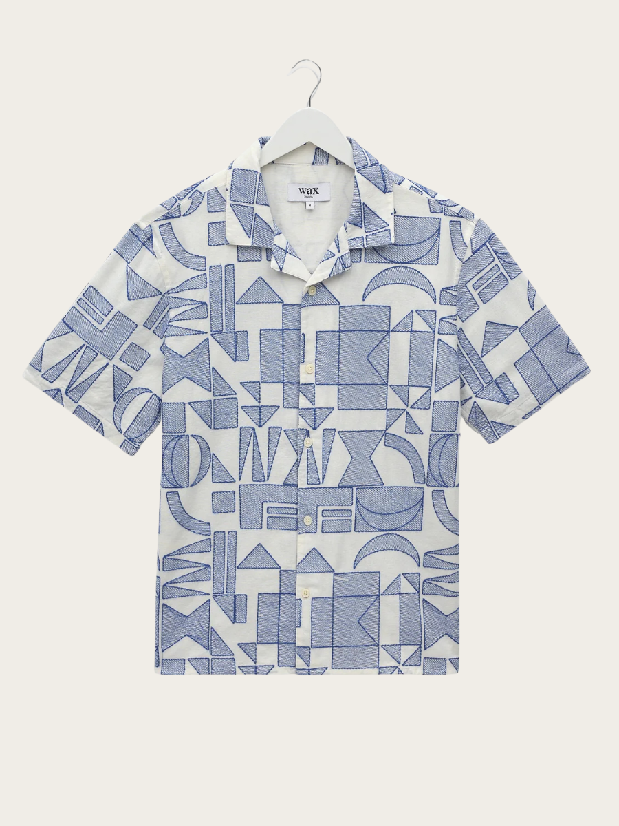 DIDCOT SS SHIRT, ECRU/BLUE