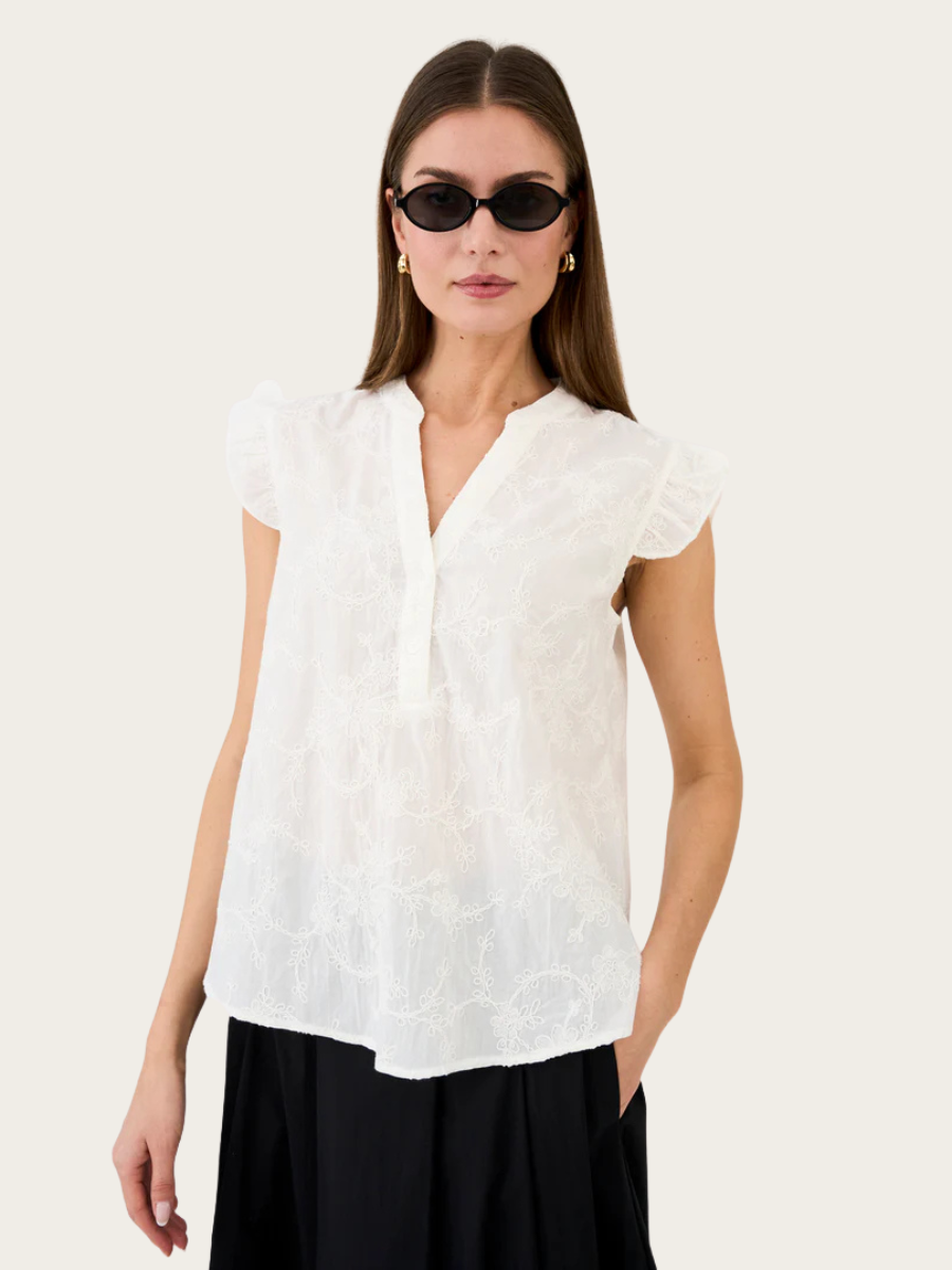 MILLIE SL TOP EMB., ECRU