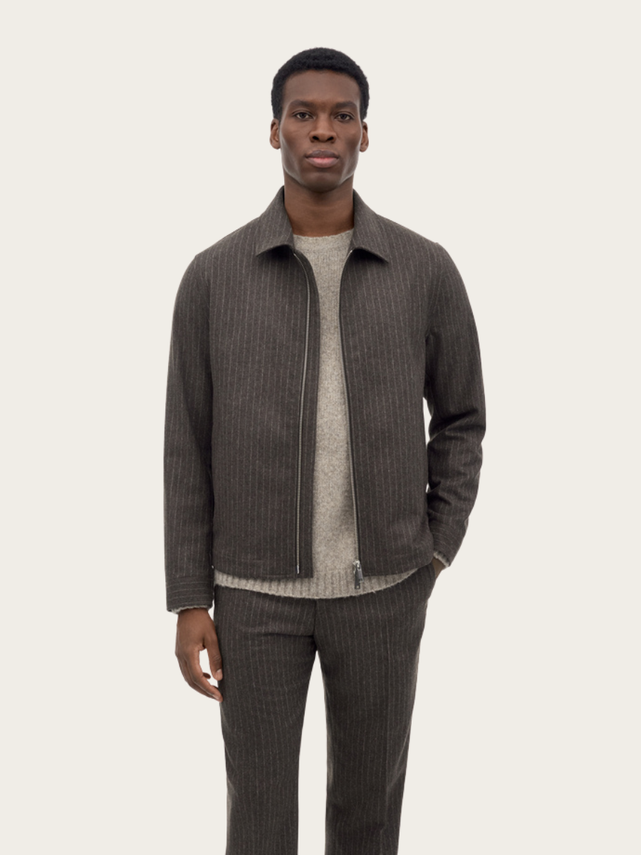 BARNABY C PINSTRIPE JACKET, MUD