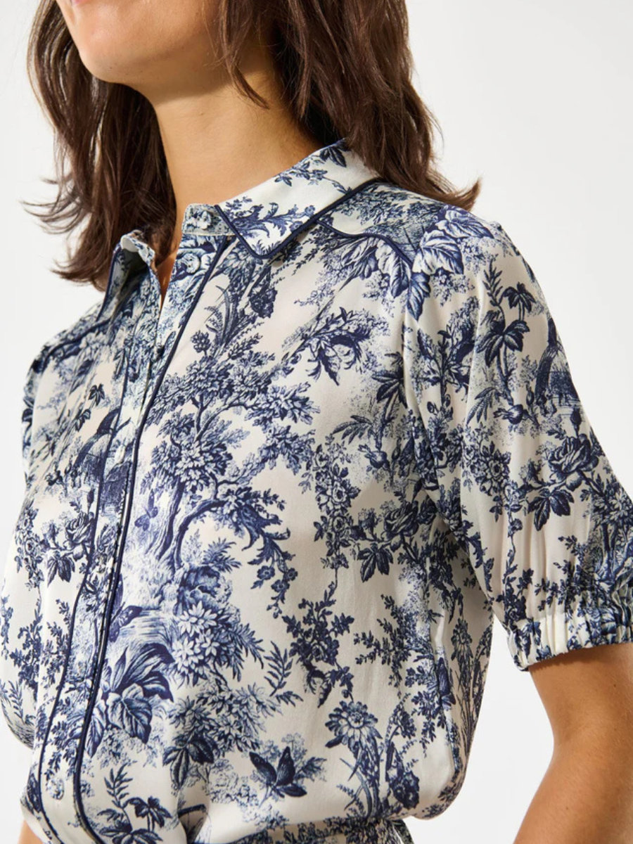 VIOLETA SHIRT BLOUSE, ROYAL GARDEN INK