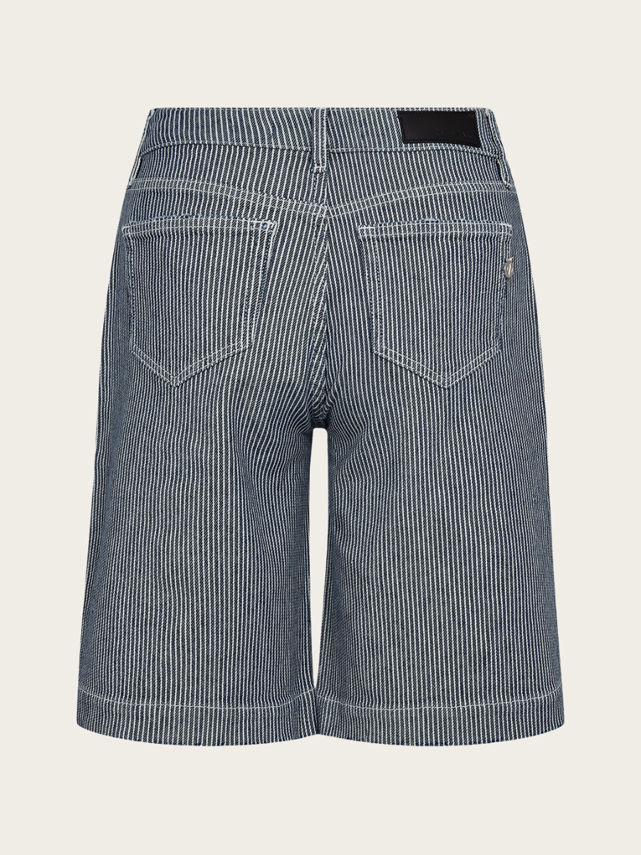 GILLY FRENCH SHORTS BLUE OCEAN STRIPE, DENIM BLUE