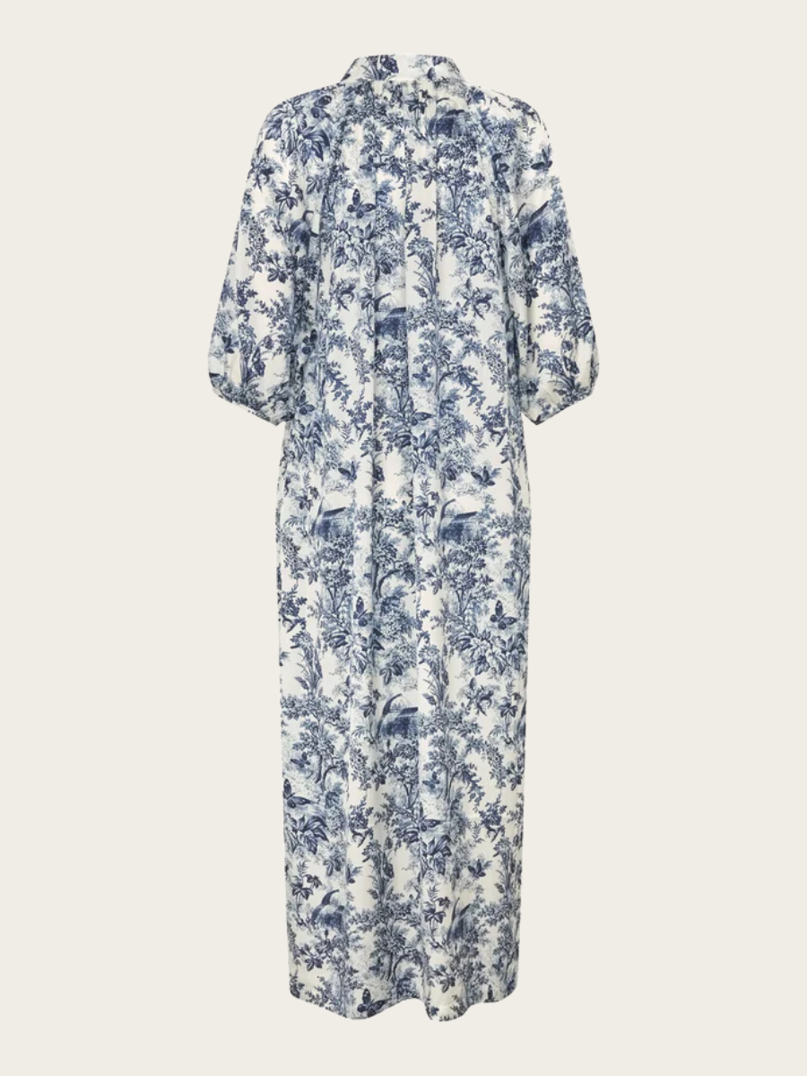 SABRINA DRESS WITH V-NK, ROYAL GARDEN INK