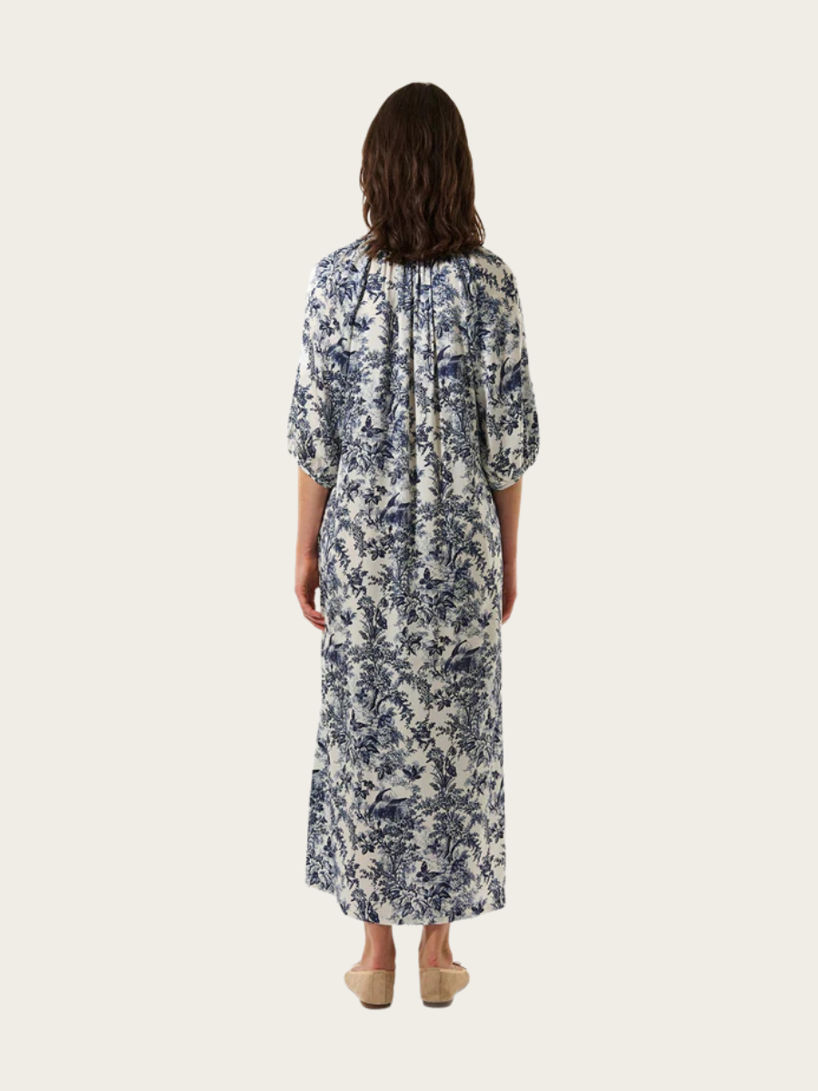 SABRINA DRESS WITH V-NK, ROYAL GARDEN INK