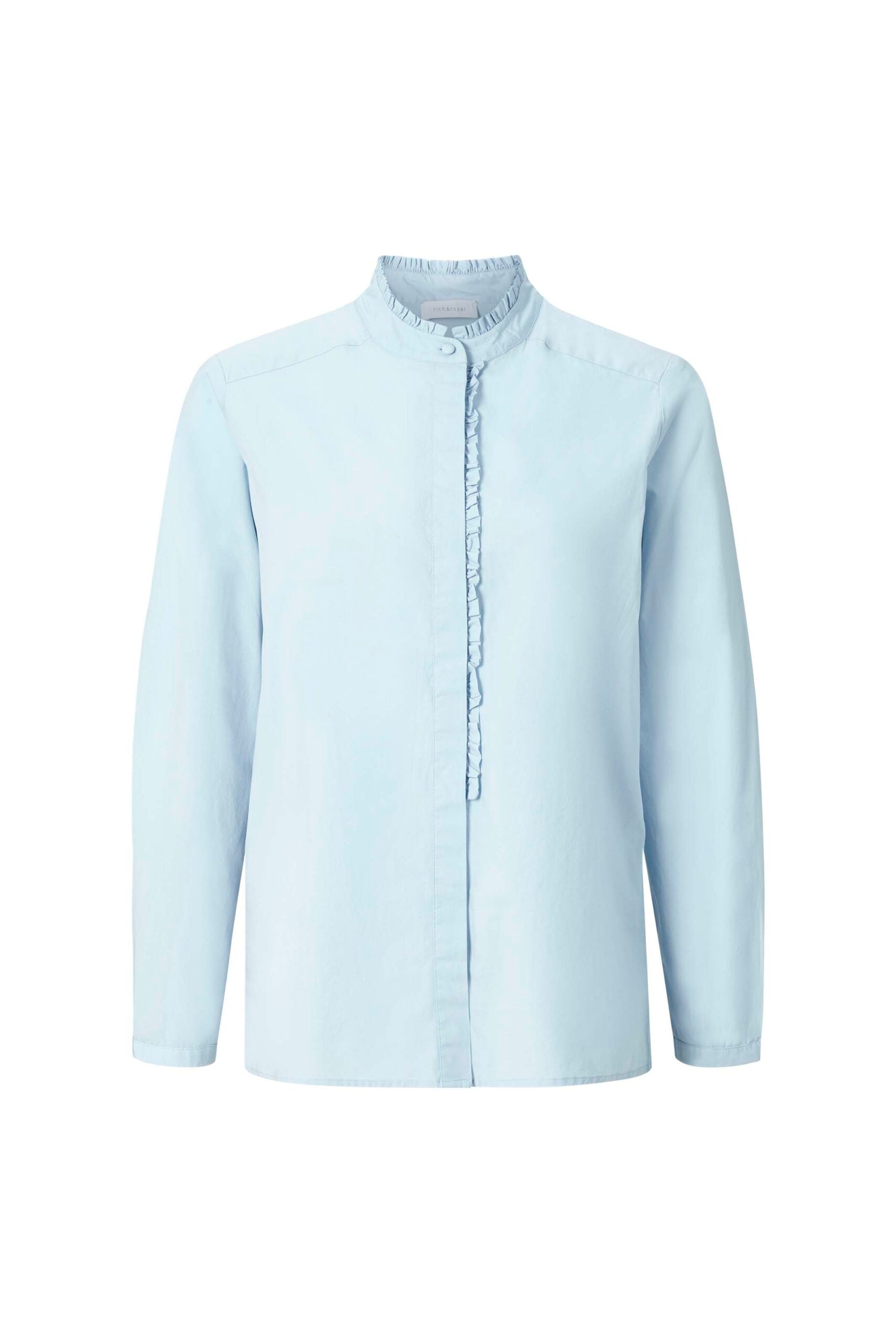 Cotton blouse with ruffels organic, skyway blue