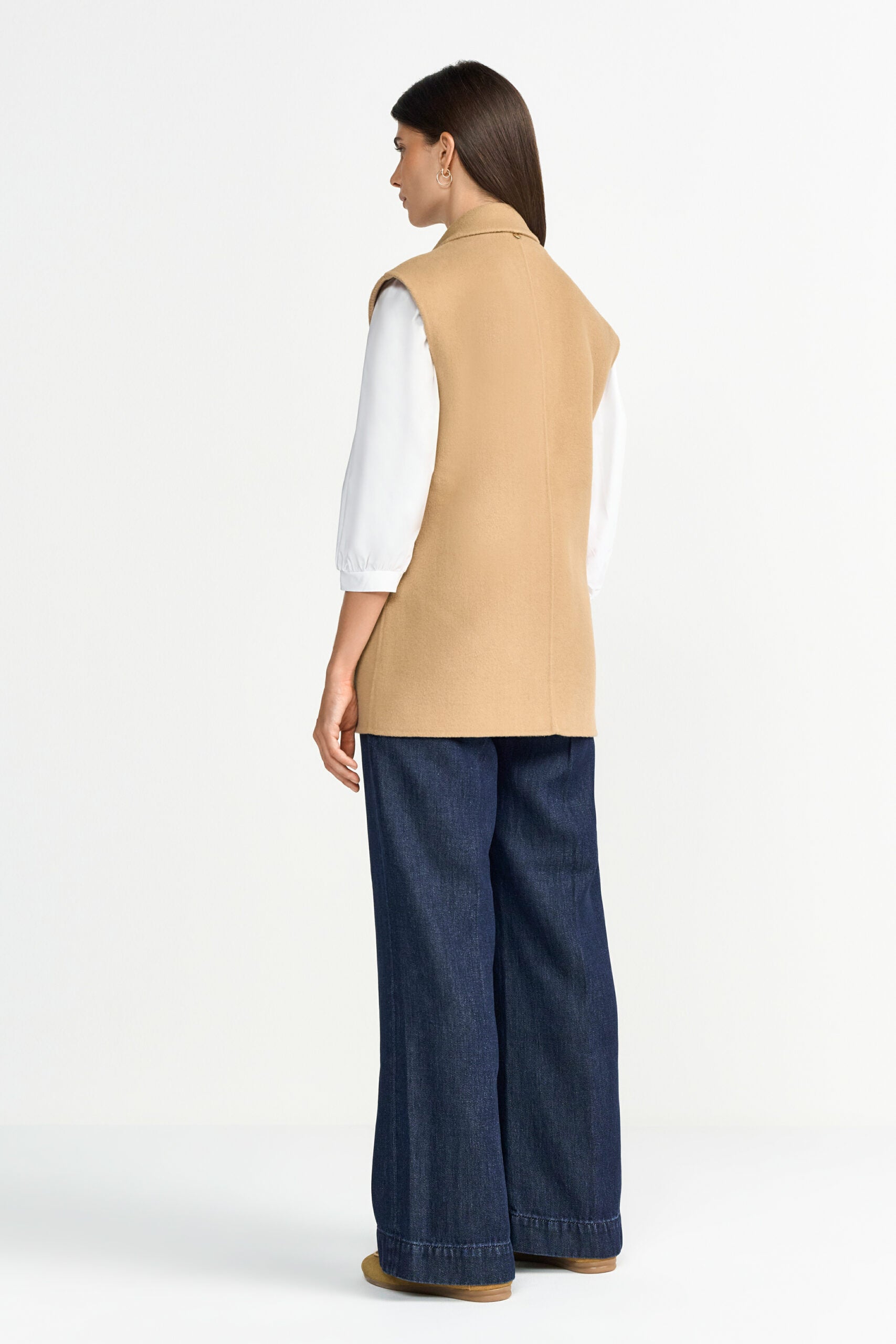 Long Double Face Waistcoat, Caffee Latte