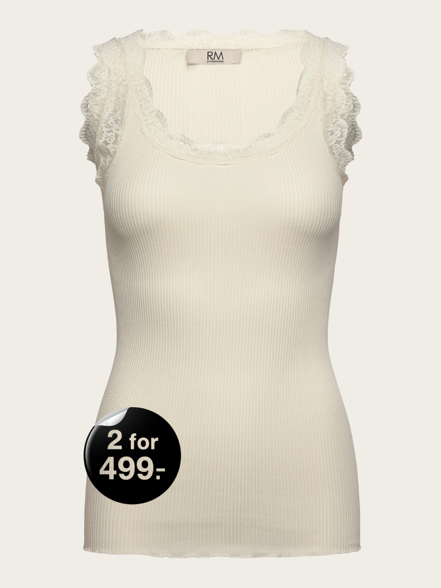 BALTA MODAL SL LACE U-NECK TOP, IVORY