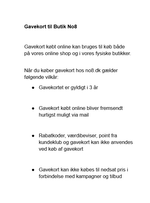 Gavekort beløb: 100 - 450