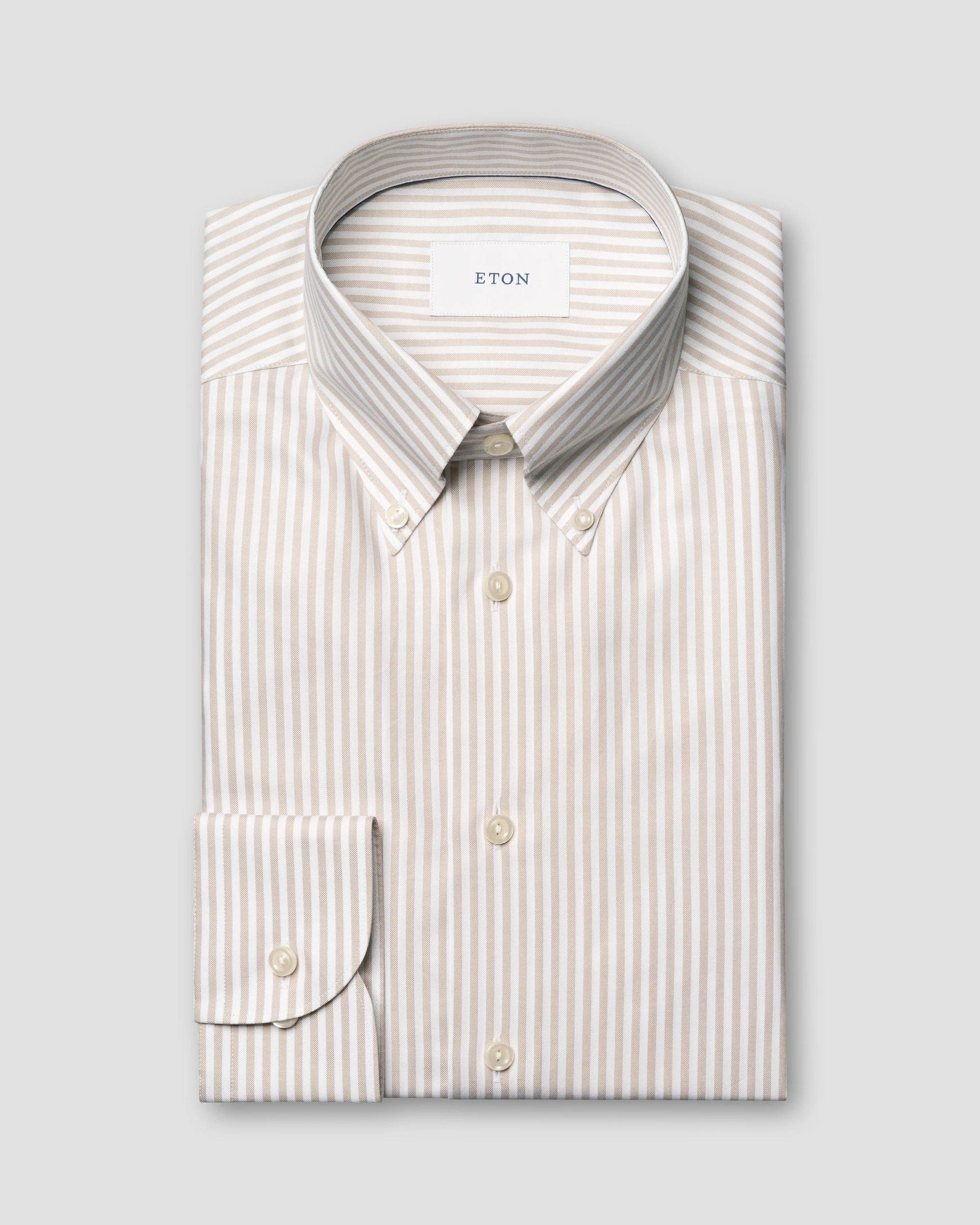 SHIRT, SLIM FIT, BEIGE STRIPE