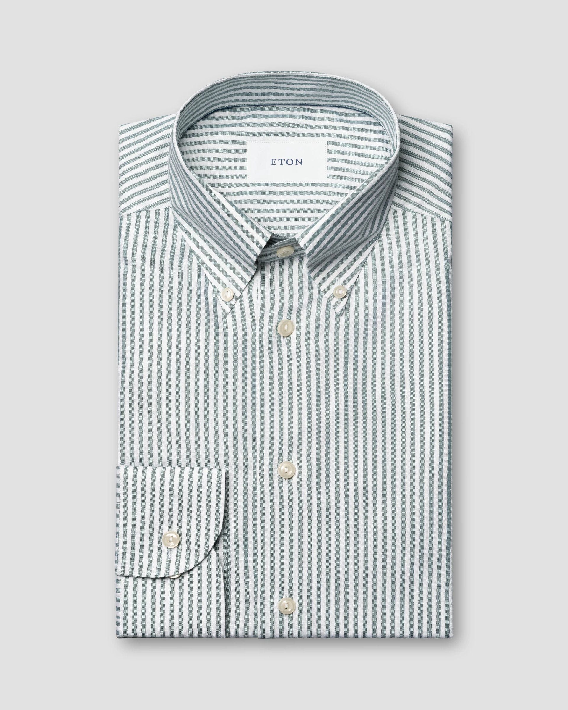 SHIRT, SLIM FIT, MID GREEN STRIPE