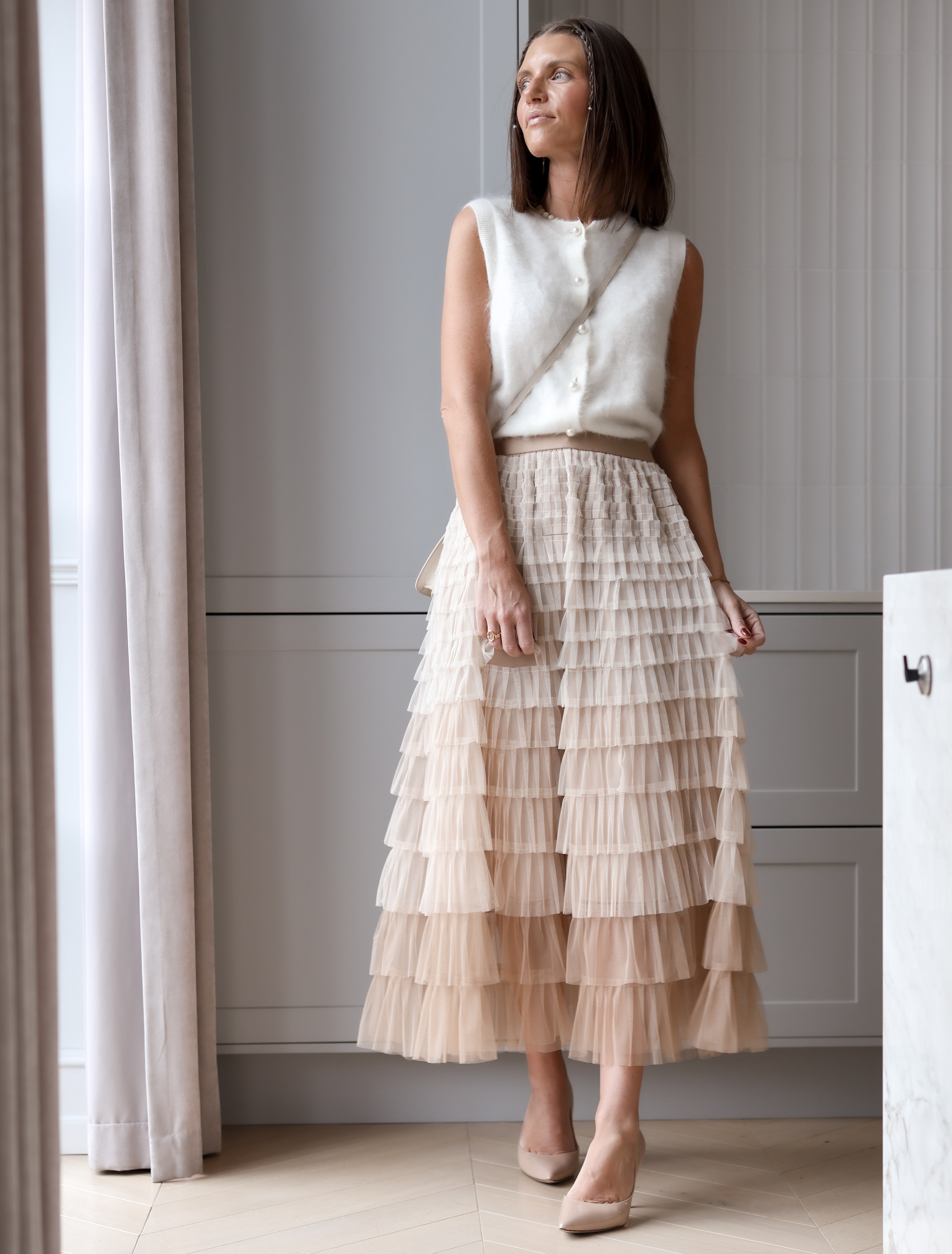 LAYERED SKIRT, BEIGE