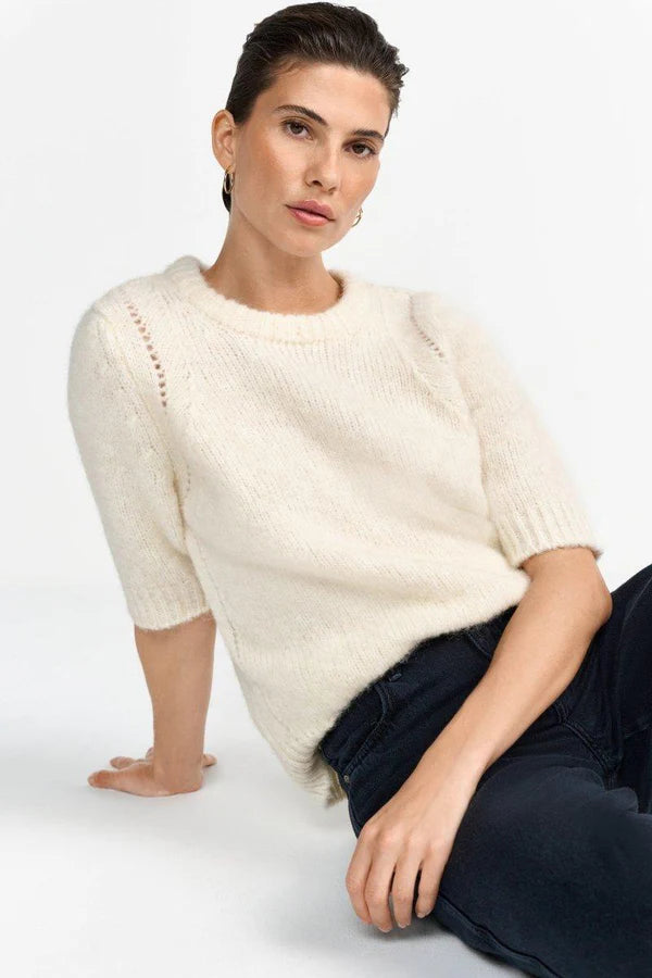 KNITTED WOOL SWEATER, PEARL WHITE