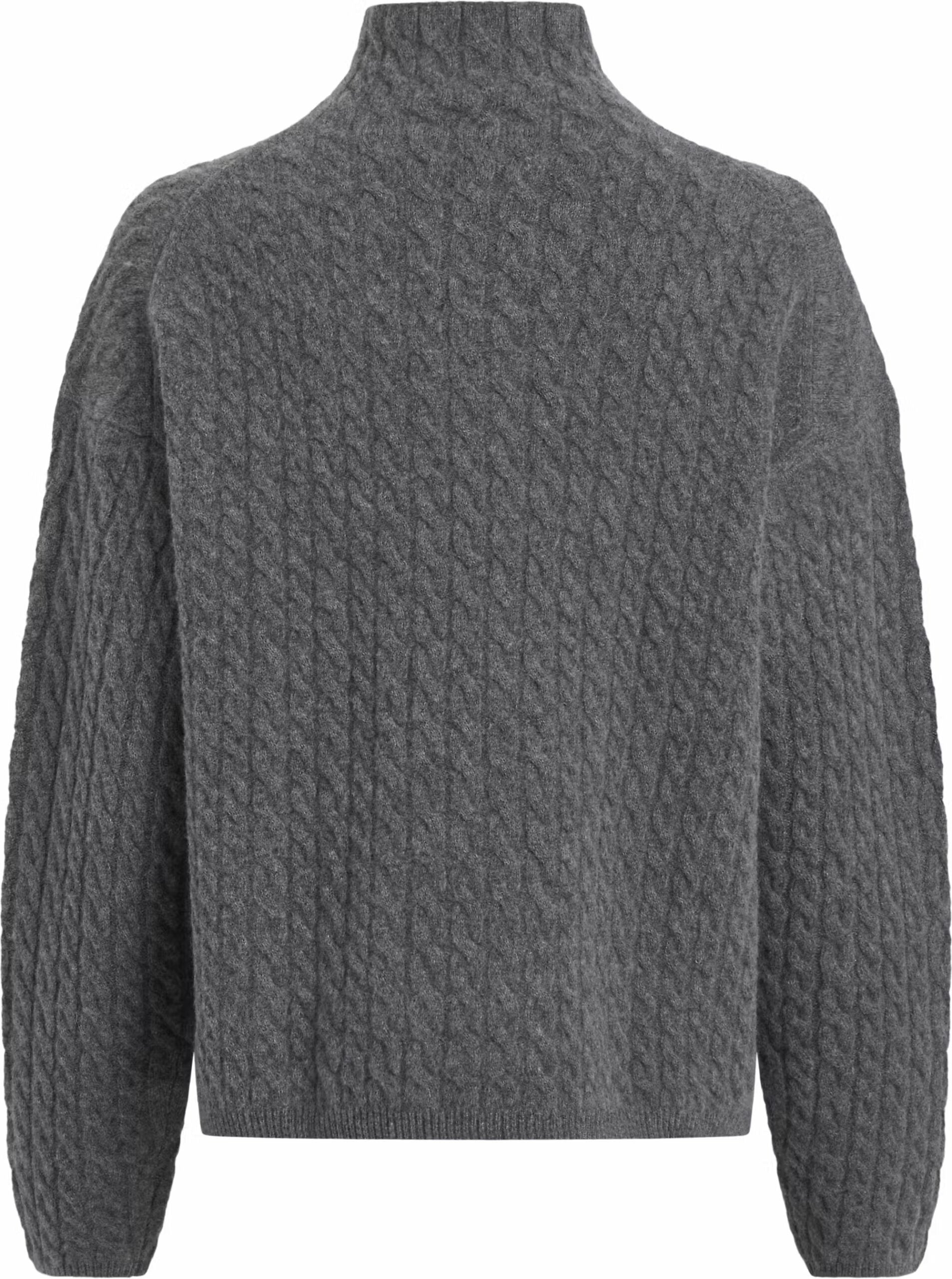 Soft Wool Cable Relaxed Sweater, Mid Grey Heather