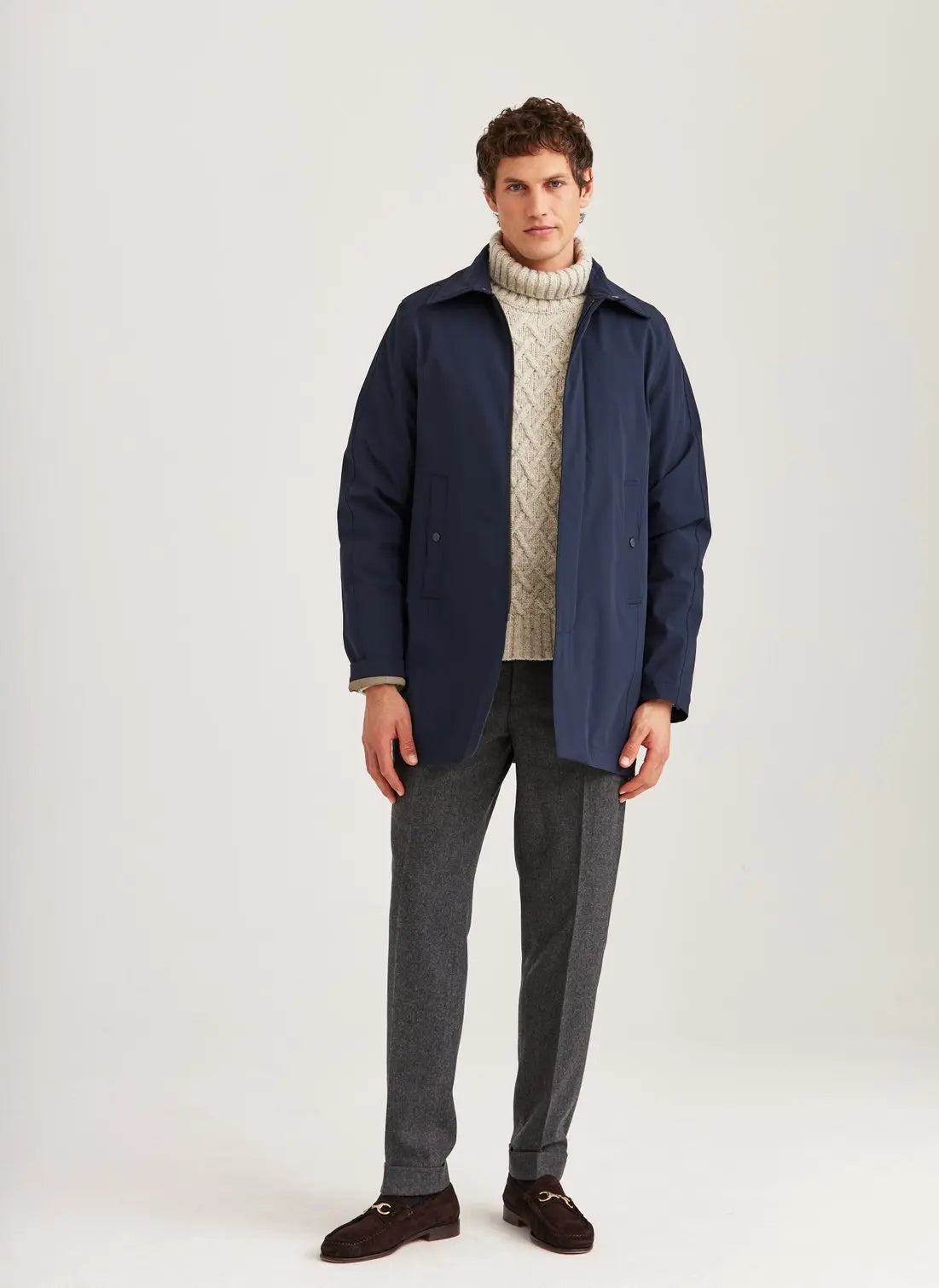 GRANT CAR COAT, NAVY