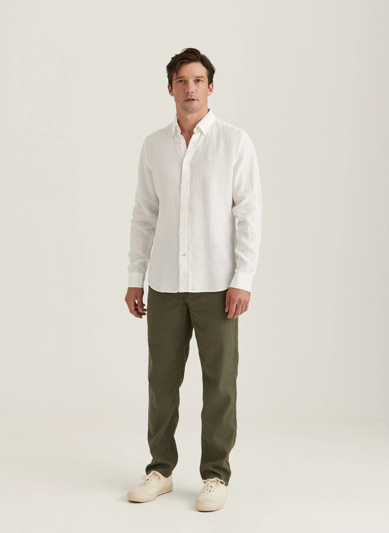 Douglas Linen Shirt, Classic Fit, White