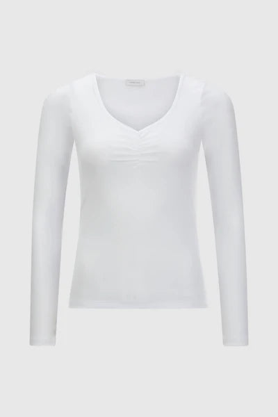 BLOUSE W/GATHERING, WHITE