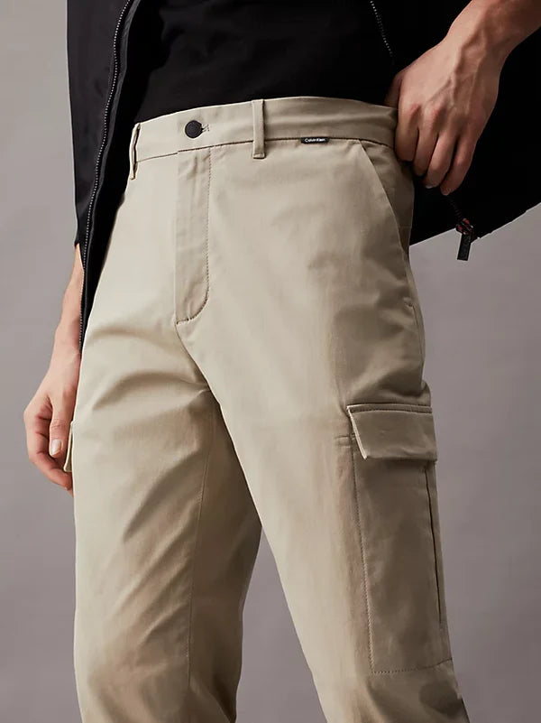 MODERN TWILL TAPERED CARGO PANTS, LONDON FOG