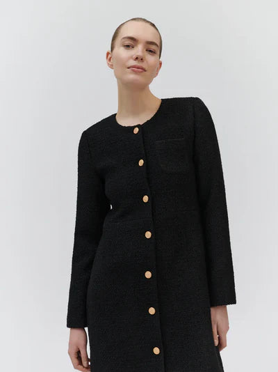 YOKO SUIT DRESS, BLACK BOUCLÉ CHECK