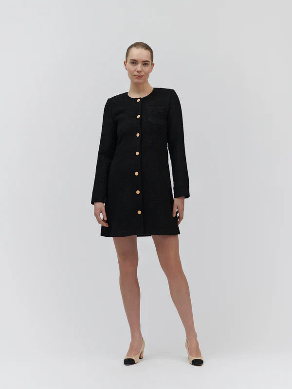 YOKO SUIT DRESS, BLACK BOUCLÉ CHECK