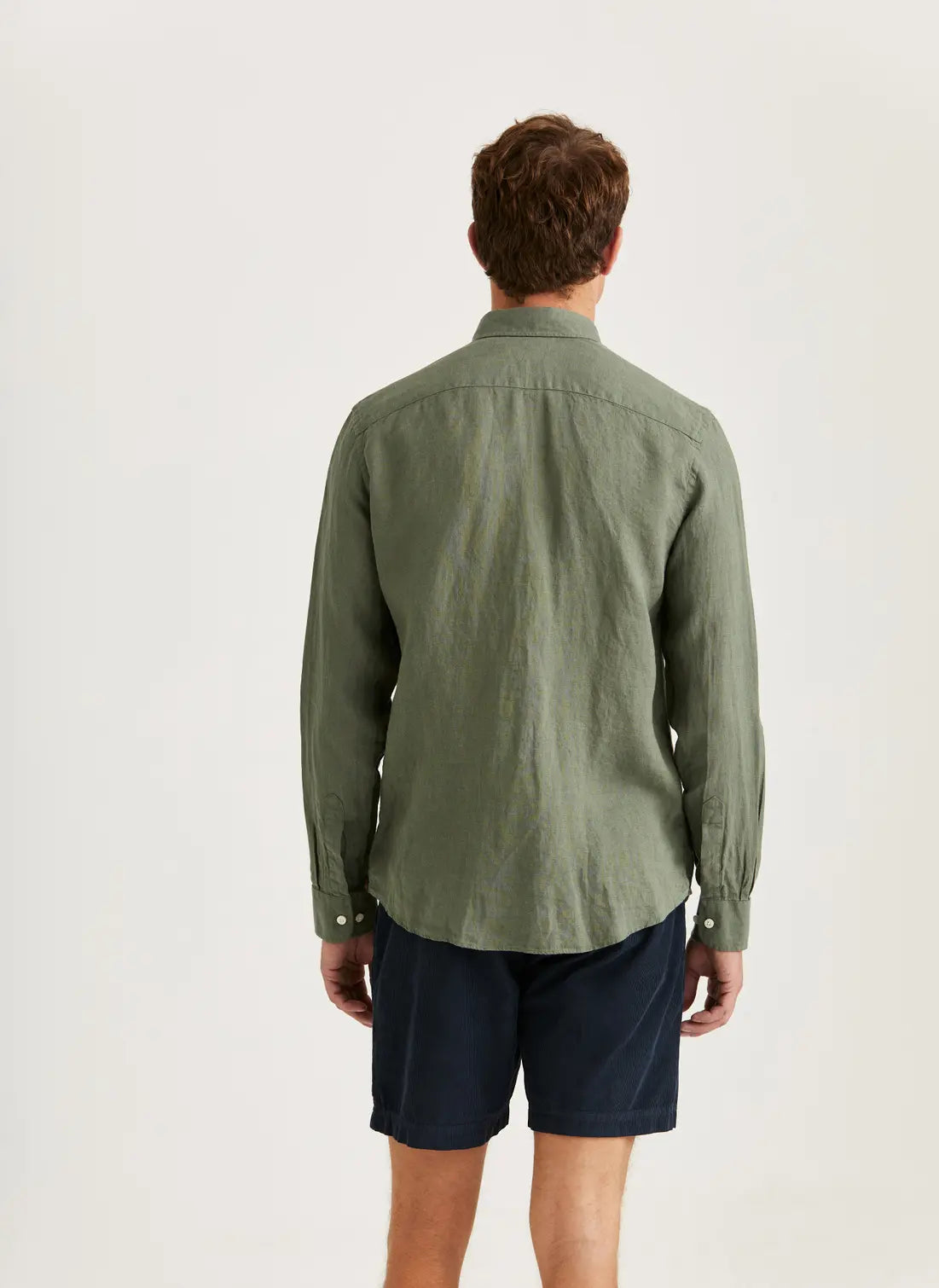 Douglas Linen SHirt, Classic Fit, Olive