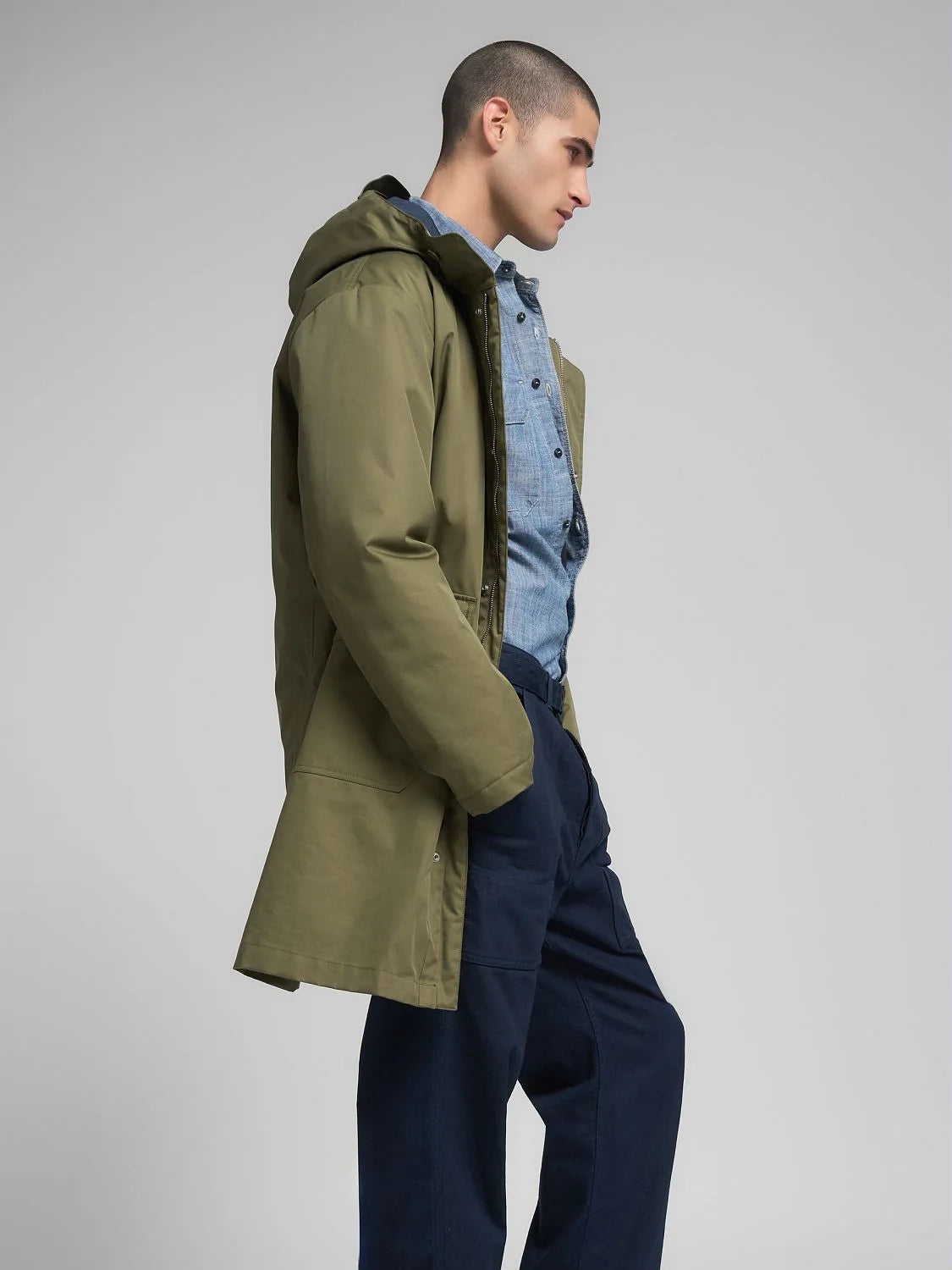 LONG TWILL JACKET, MUD GREEN