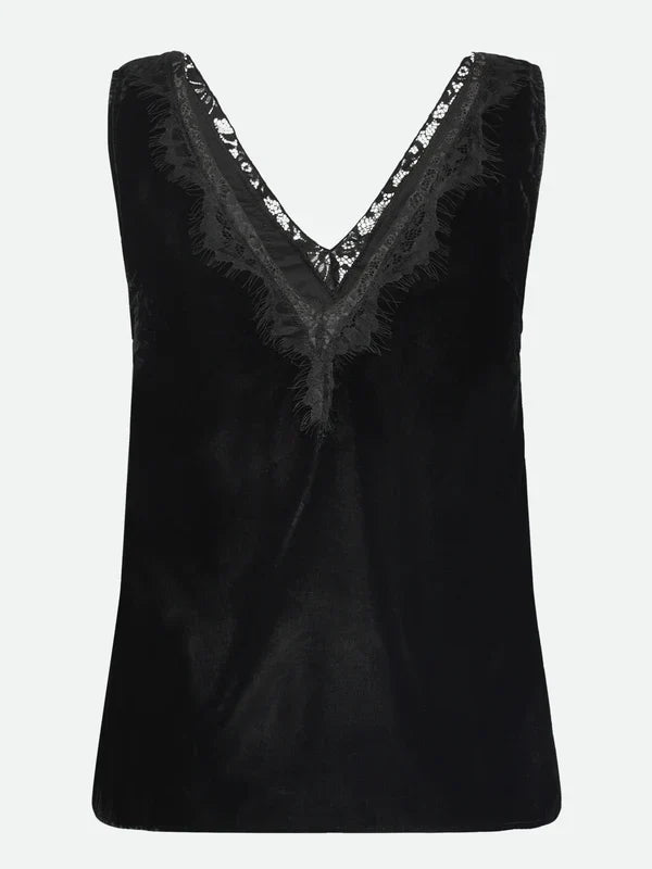 AOMI LACE TOP, BLACK