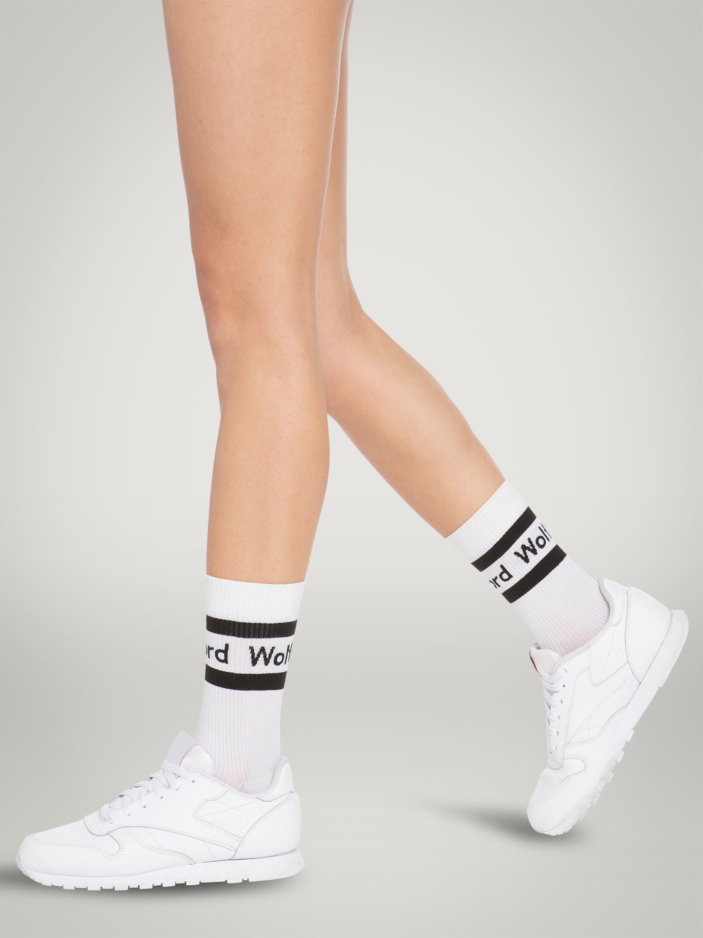 Logo rib socks, white/black