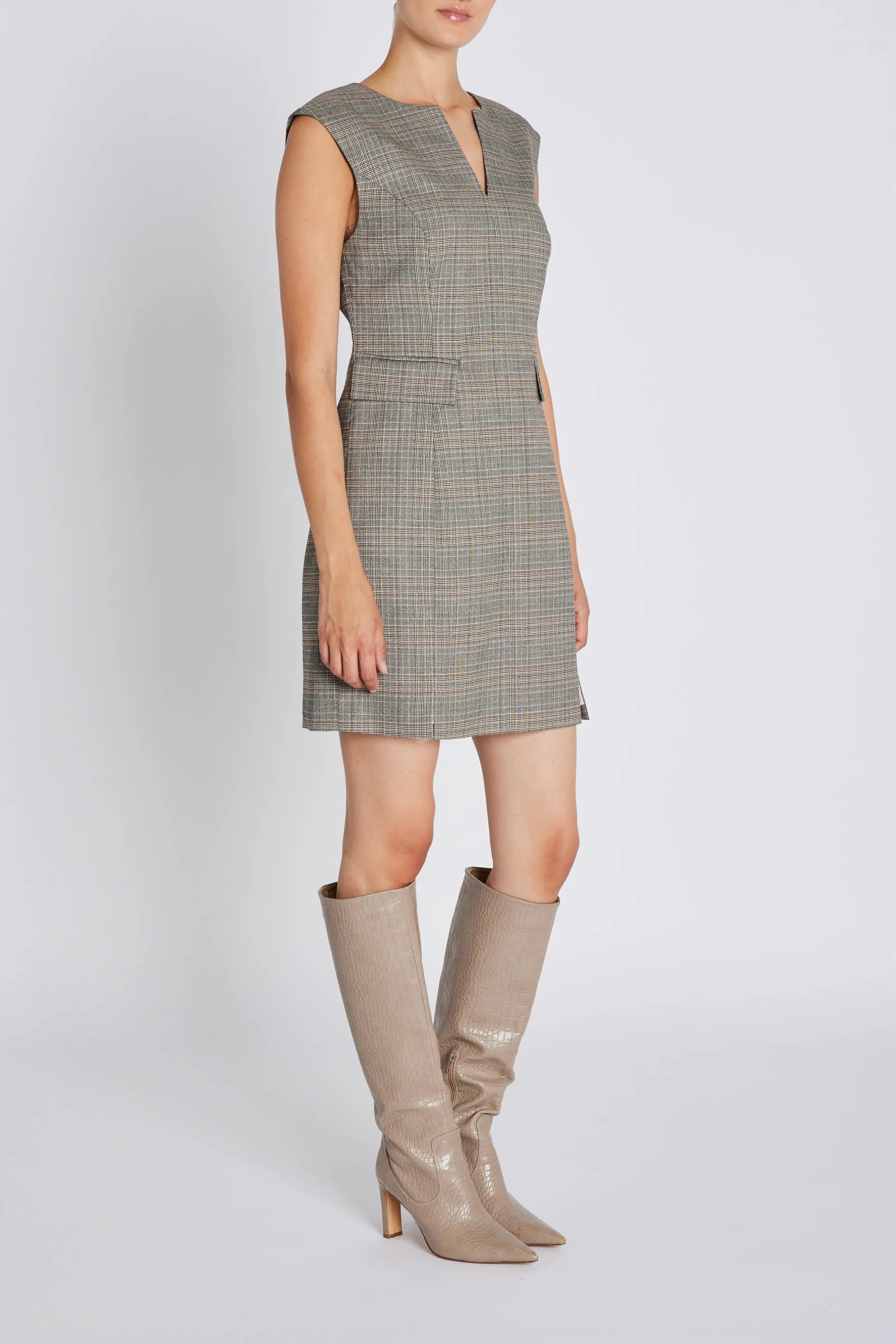 IPOMOEA LENESA DRESS, BROWN CHECK