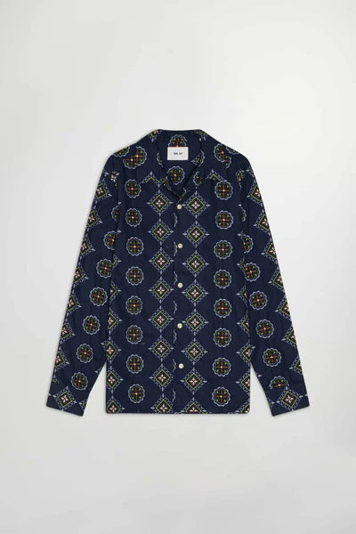 JULIO LS NO PKT 5535 OVERSHIRT, NAVY MULTI