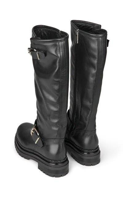 LONG 2 BUCKLE BOOTS, BLACK