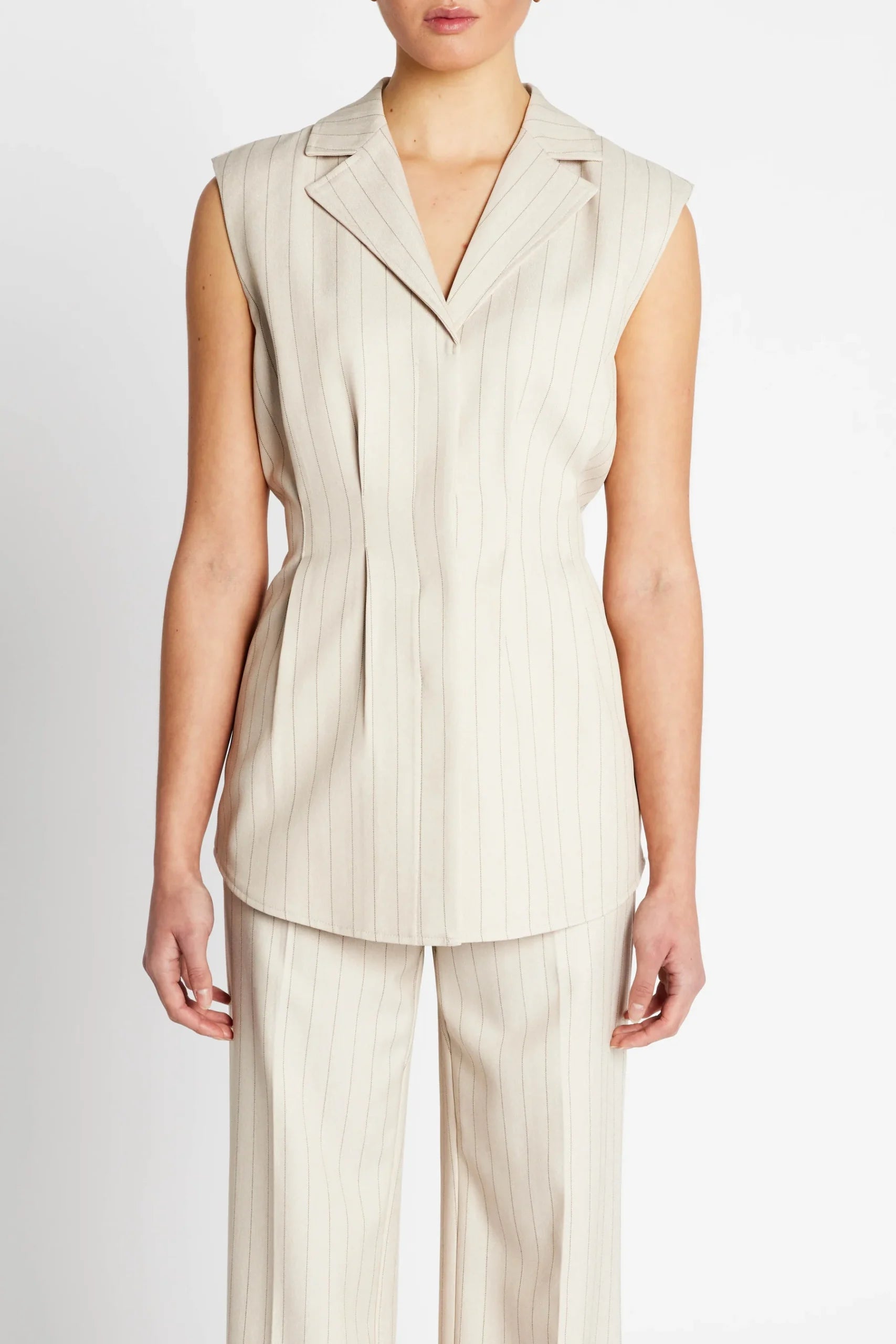 ApricotBBUrwa Waistcoat, Light Grey Stripes