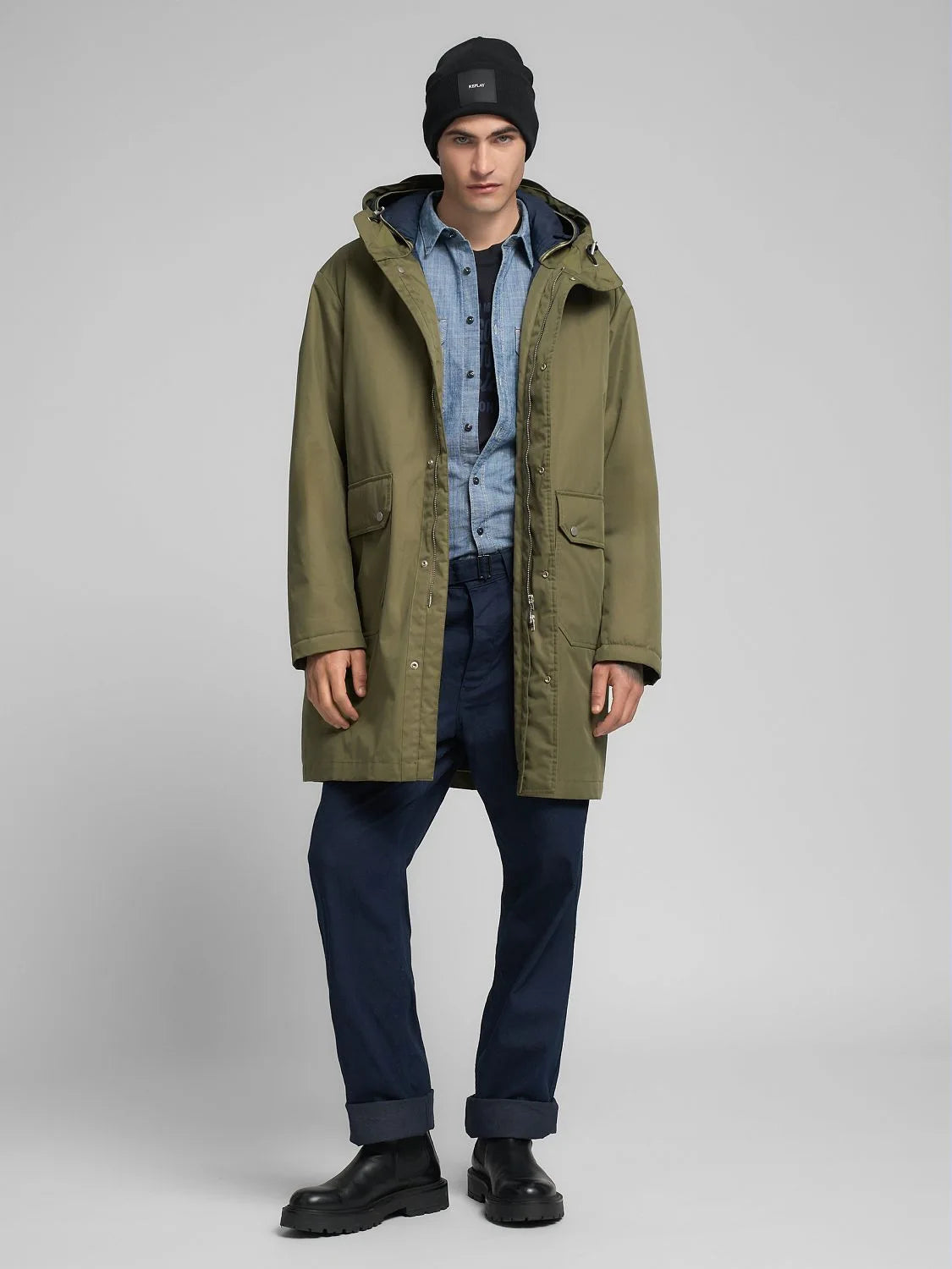 LONG TWILL JACKET, MUD GREEN