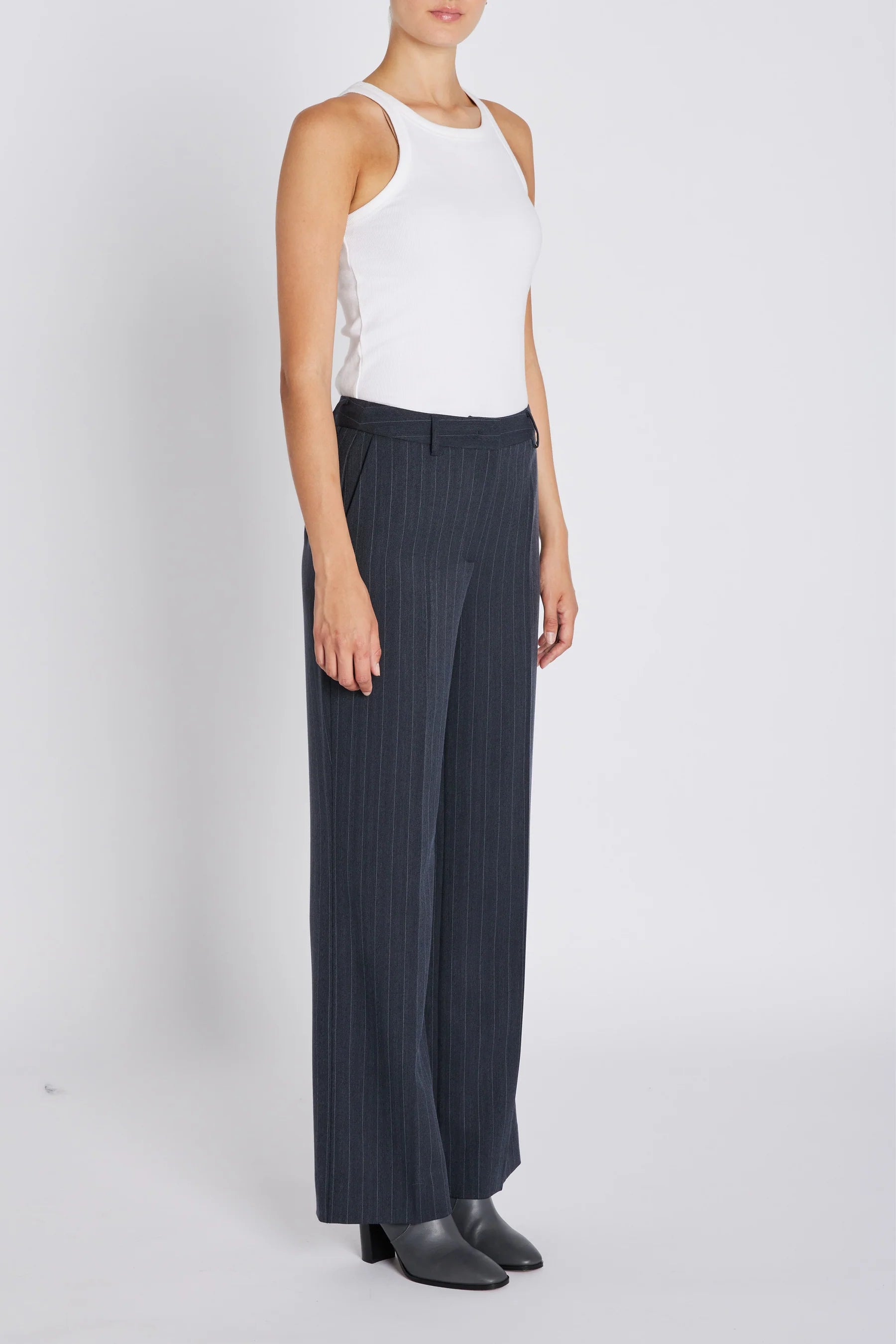 APRICOT ELEZA PANTS, HERRINGBONE BLUE