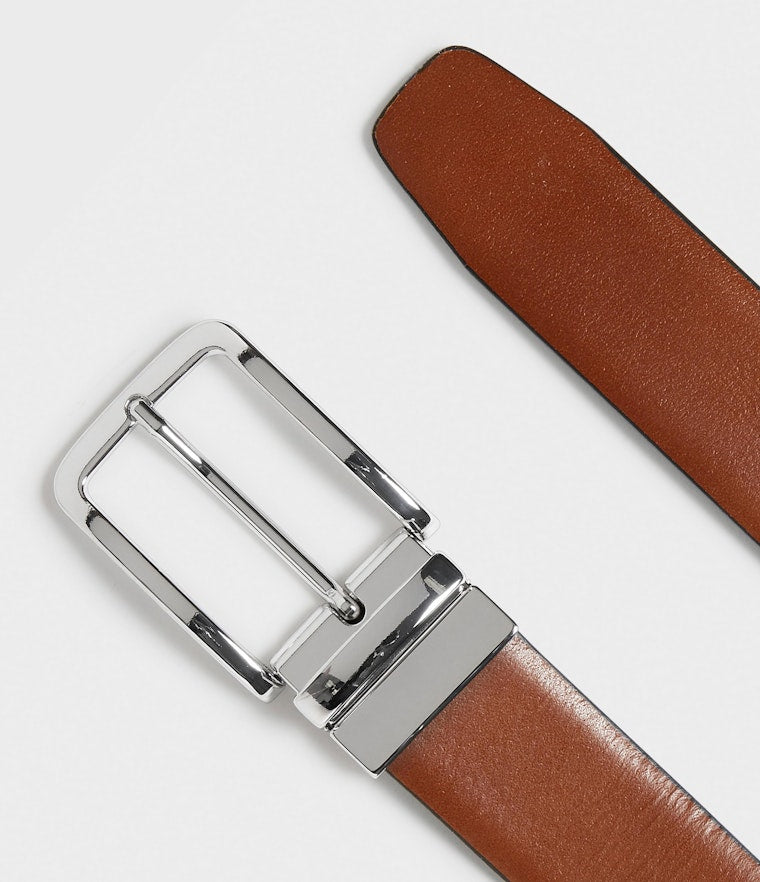 AVELLINO REVERSIBLE BELT, BLACK/BROWN