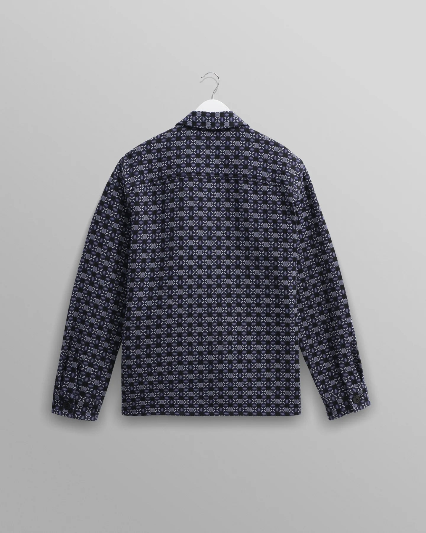 ROCKLEY GEOMETRIC JACQUARD OVERSHIRT, NAVY