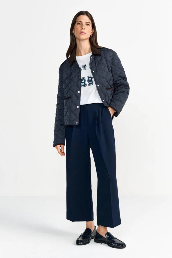 Padded Jacket w/ Corduroy Collar, Midnight Blue