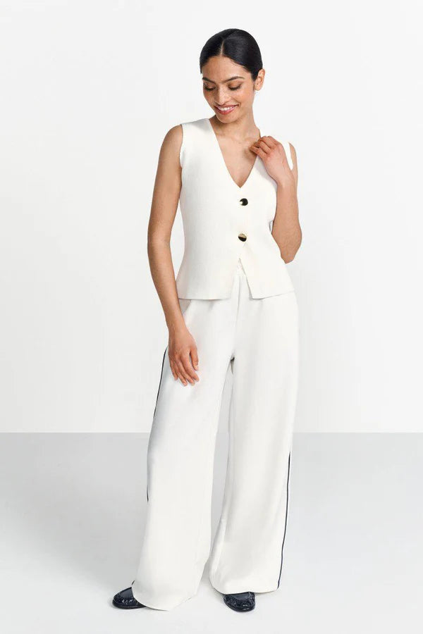 Knit Assymetric Vest, Pearl White