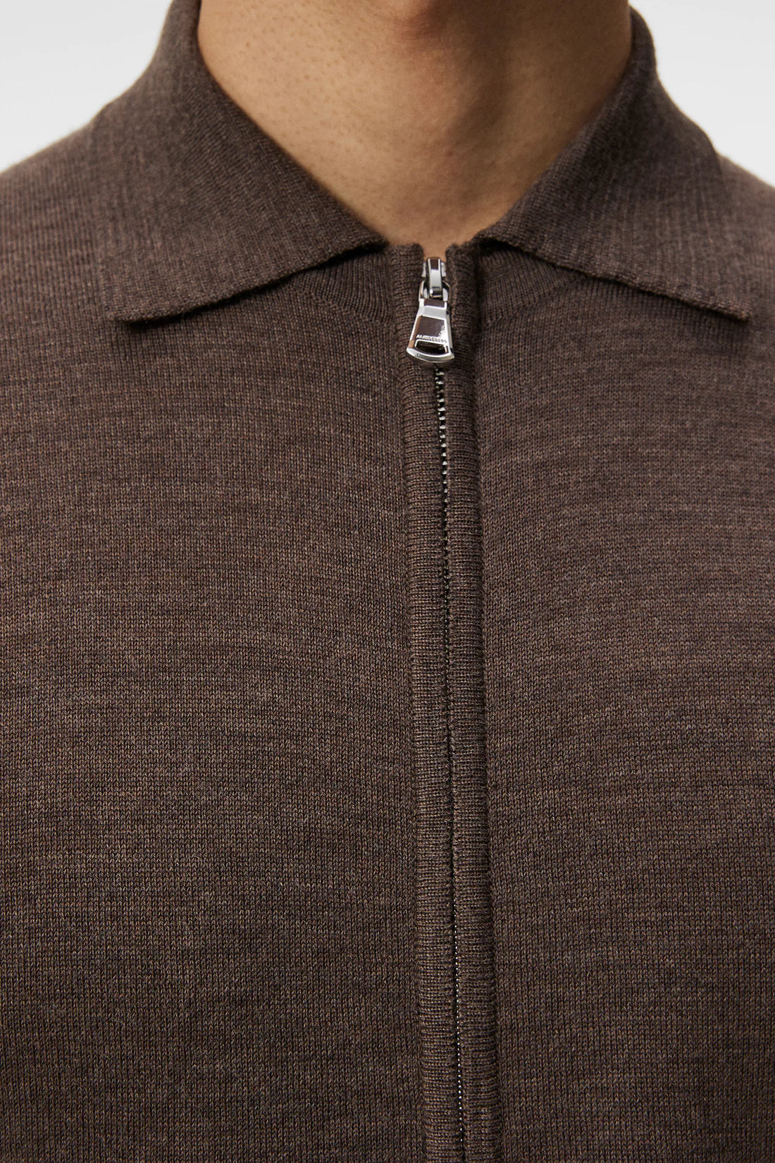 Nyle Light Merino Zip Cardigan, Walnut Melange