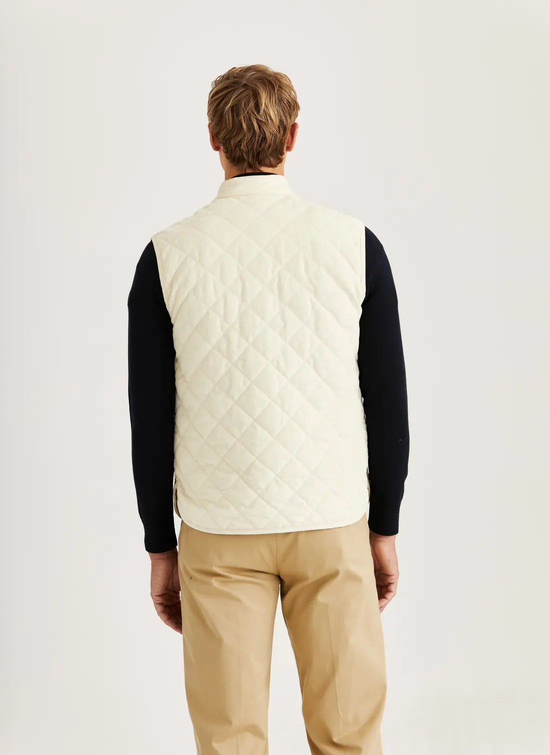 Teddy Quilted Cord Vest, Khaki