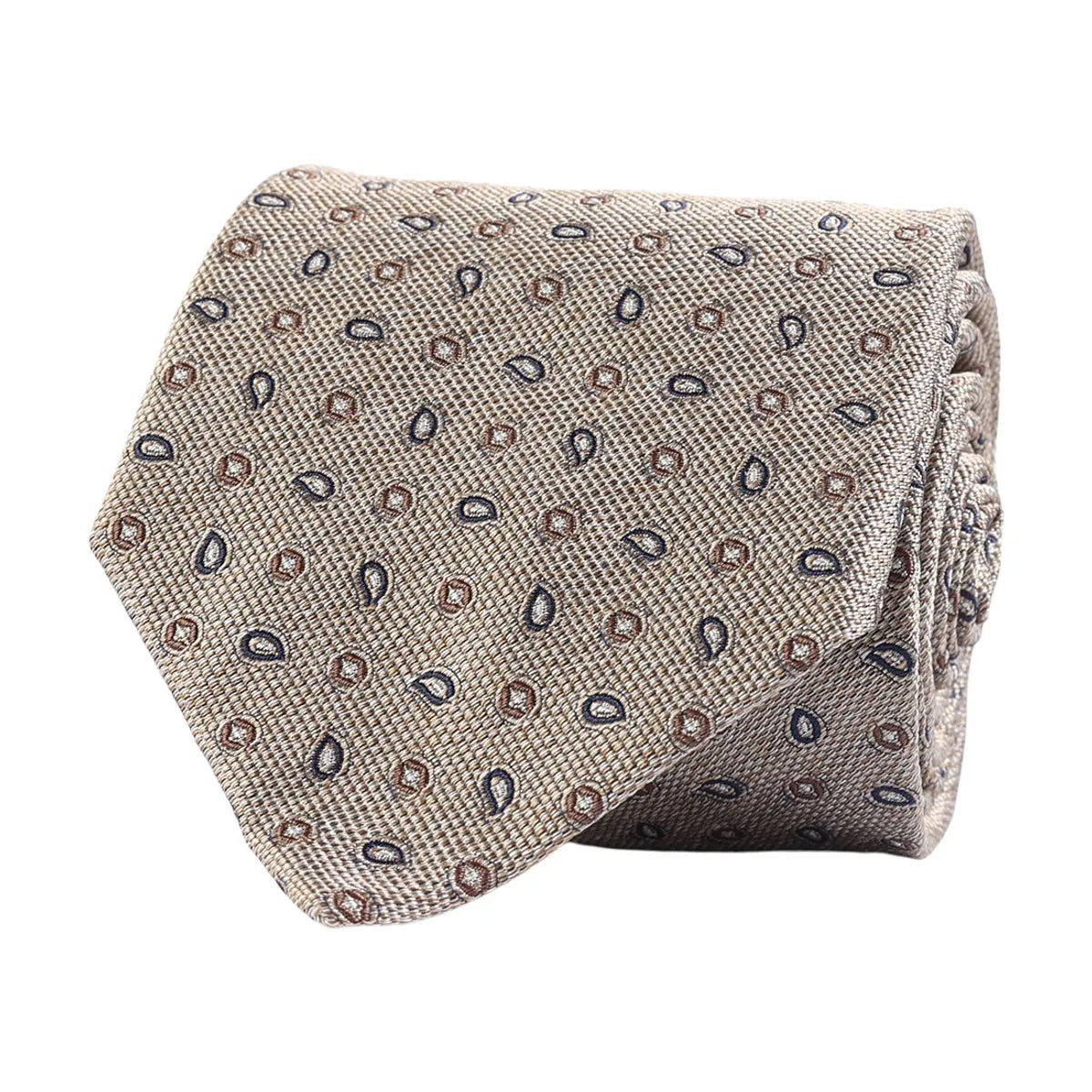 Classic Tie, White Stripe, Beige