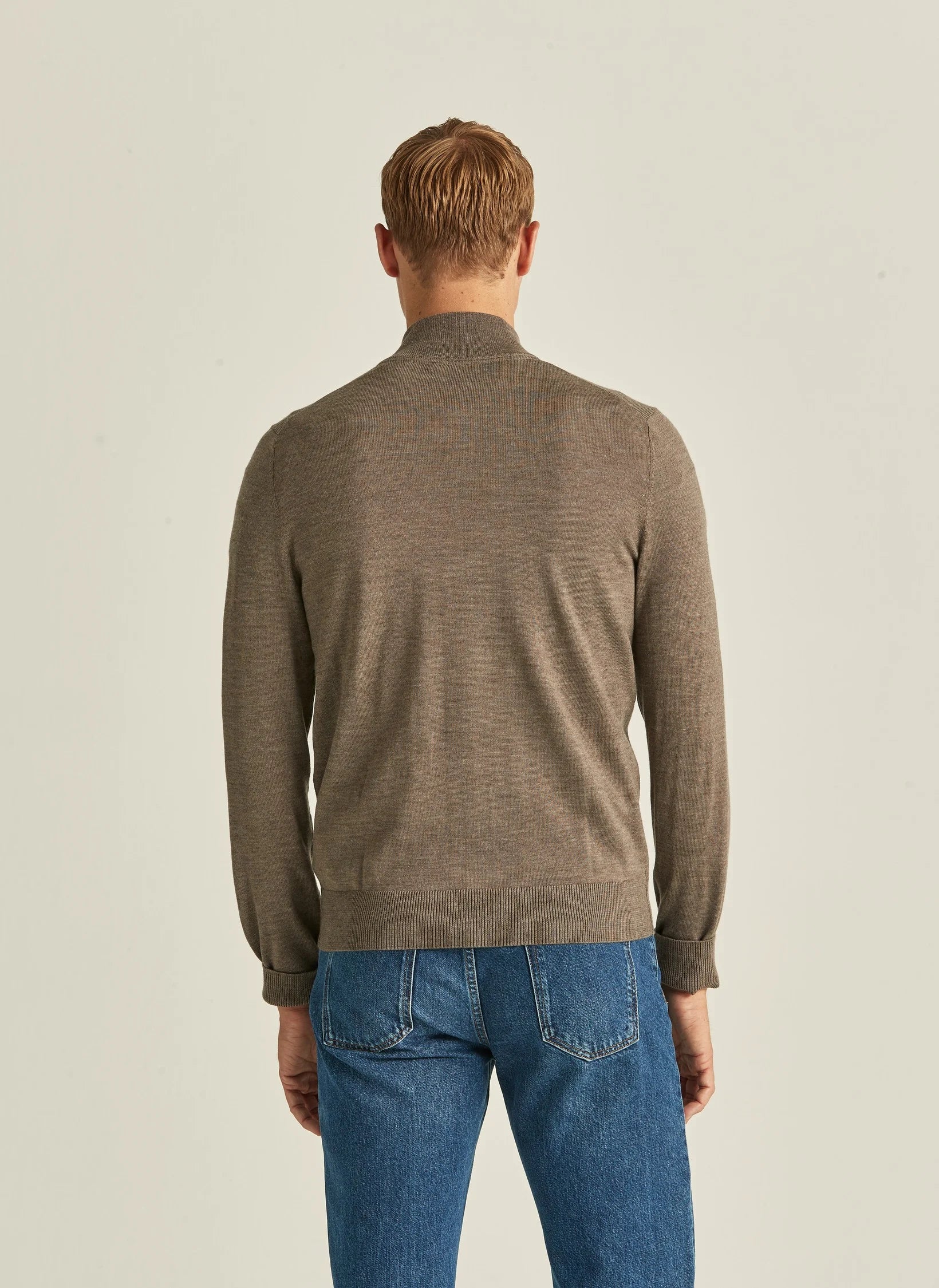 Merino zip cardigan, brown